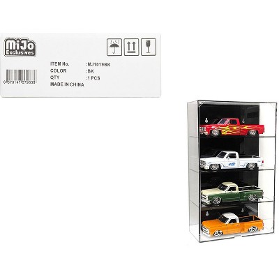 Showcase 4 Car Display Case Wall Mount with Black Back Panel "Mijo Exclusives" for 1/24-1/25 Scale Models