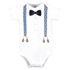 Hudson Baby Infant Boy Cotton Bodysuit, Pant and Shoe Set, Blue Anchor Suspender - 4 of 4