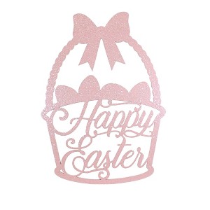 Bethany Lowe 16.5 Inch Happy Easter Basket Sign Welcome Glittered Welcome Signs - 1 of 4