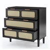 Maliang 31.5"X13.78"X31.3" Modern Rattan Dresser Cabinet With Wide Drawers And Metal Handles, For Living Room, Hallway, Entrance - 4 of 4