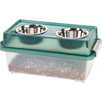 PawHut Elevated Dog Bowls Raised Pet Feeder with 2 Stainless Steel Adjustable