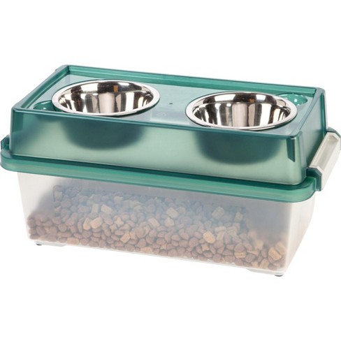 PET ZONE Store-N-Feed Adjustable Elevated Dog & Cat Bowls, 2.95-cup 