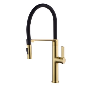SUMERAIN Brushed Gold Lead Free Pull Down Kitchen Sink Faucet, Sprayer with Dual Mode - 1 of 4