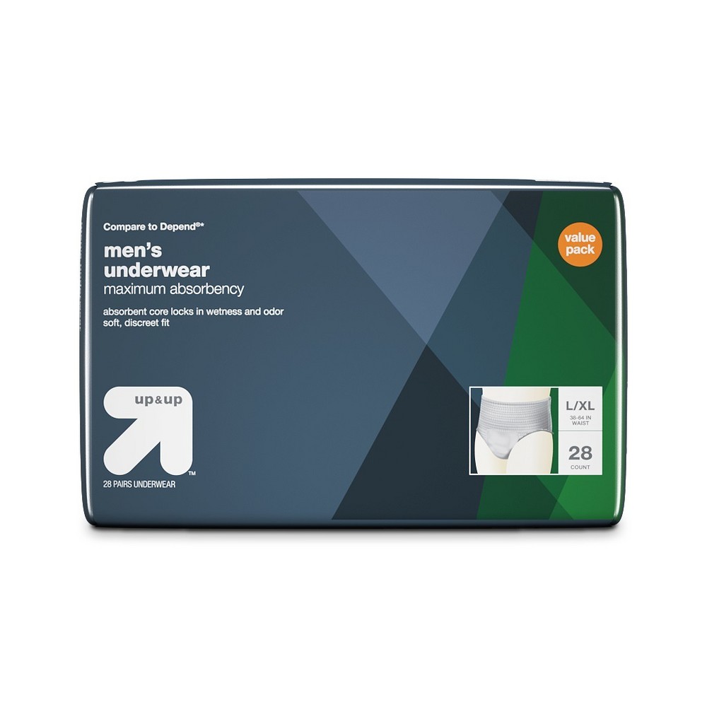 Men's Maximum Absorbency Incontinence Underwear- Large/Extra Large- 28ct - Up&Up (Compare to Depend), Clear