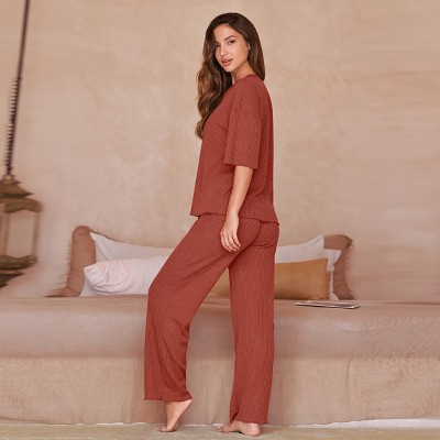 Women's Cozy Mid Sleeve Top & Pant Pajama Sets - Cupshe