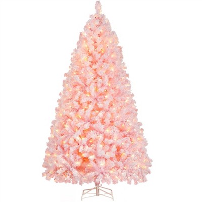 Yaheetech Pre-lit Flocked Artificial Christmas Tree Snow Frosted Christmas Tree