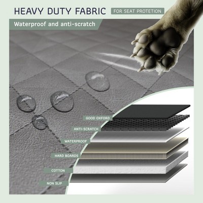 Gray Waterproof Car Seat Cover with Mesh Window and Storage Pockets
