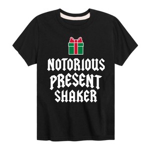 Boys' - Instant Message - Notorious Present Shaker Christmas Short Sleeve Graphic T-Shirt - 1 of 4