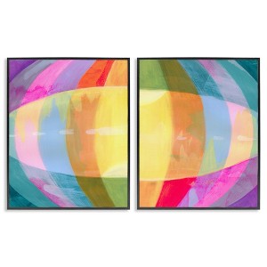 Stupell Industries Oblique Neon Flare 2pc Framed Giclee Art Set - 1 of 4
