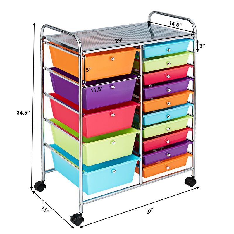 Costway  Rolling Storage Cart wIth 15 Drawers, 4 of 11