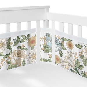 Sweet Jojo Designs Girl BreathableBaby Breathable Mesh Crib Liner Baby Nursery Vintage Floral Blue and Yellow - 1 of 4