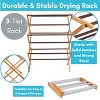 BIRDROCK HOME 3-Tier Bamboo Drying Rack - Foldable, Water-Resistant Laundry Stand for Indoor/Outdoor Use - Fully Assembled Clothes Dryer, Grey - 2 of 4