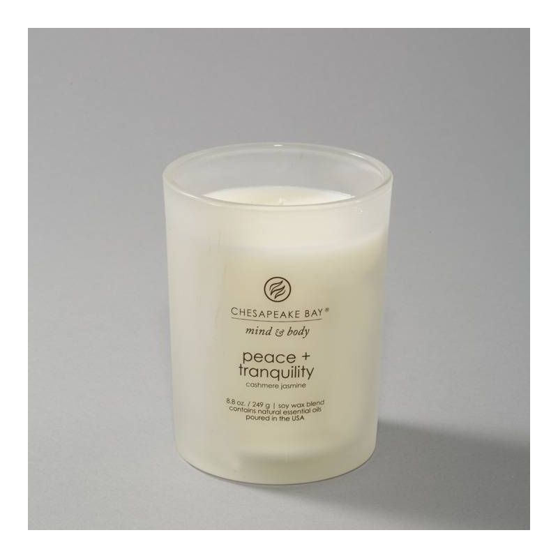 Frosted Glass Peace + Tranquility Lidded Jar Candle White - Mind & Body by Chesapeake Bay Candle, 5 of 16