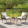 Tangkula 3 Piece Patio Chair Set Wicker Chair & Side Table Set w/ Soft Cushions & Tempered Glass Tabletop - 2 of 4