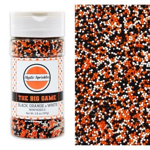 Mystic Sprinkles The Big Game: Black, Orange & White Nonpareil Mix 3.8oz - 1 of 4