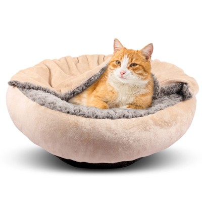 JOEJOY Dog Beds for Small Medium Dogs, Cozy Cuddler Luxury Puppy Pet Bed with Blanket Attached, Donut Round Calming Anti-Anxiety Dog Burrow Cave Bed