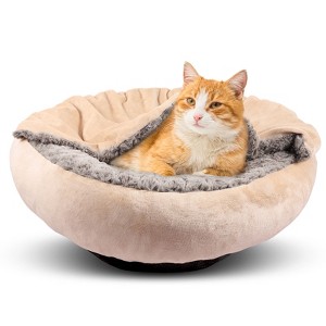 JOEJOY Dog Beds for Small Medium Dogs, Cozy Cuddler Luxury Puppy Pet Bed with Blanket Attached, Donut Round Calming Anti-Anxiety Dog Burrow Cave Bed - 1 of 4