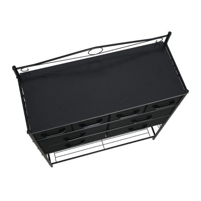 Black Oak Coastal Vertical Dresser with Metal Frame
