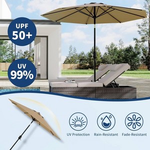 10Ft Patio Umbrella - 8 Sturdy Ribs Outdoor Table Umbrella with Crank Lift & Push Button Tilt - 1 of 4