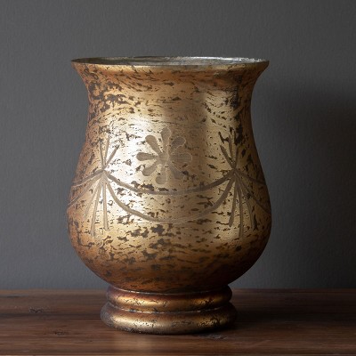 Park Hill Collection Antique Bronze Etched Pattern Hurricane, Large