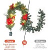 GAOMON 6ft Christmas Garland with Lights, Battery Operated Garland Christmas Decoration with Red Poinsettia Pinecones Ball Ornaments - 4 of 4