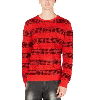 I.N.C International Concepts Mens Chunky Striped Pullover Sweater, Red, X-Large