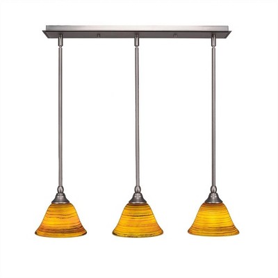 Toltec Lighting Any 3 - Light Chandelier in  Brushed Nickel with 7" Firré Saturn Shade