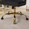 Sapphtopaz Velvet Office Chair with Tufted Button, Adjustable Upholstered Swivel Desk Chair with Metal Base, Vanity Chair for Office, Bedroom - 3 of 4