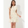 INSPIRE CHIC Women's Ruffle Sleeve Self-Tie V Neck Mini A-Line Floral Dress - 3 of 4