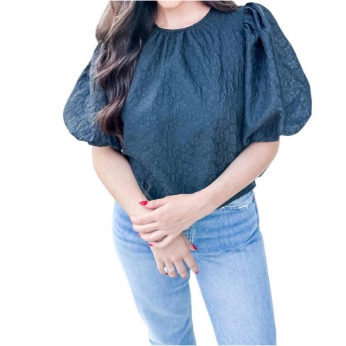 Women's Jacquard Puff Sleeve Top - KEEPSAKE - image 1 of 4