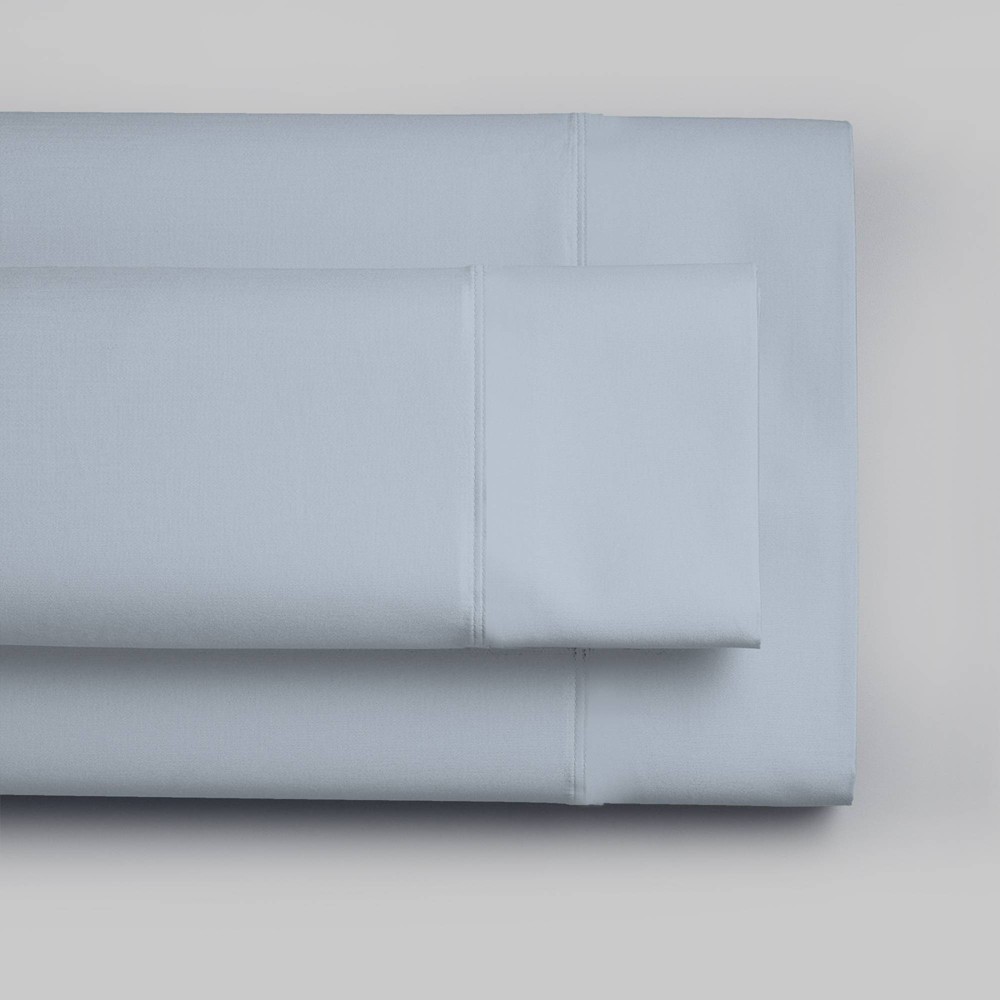 300 Thread Count 100% Cotton Wrinkle Resistant Sateen Solid Pillowcases Standard Light Blue