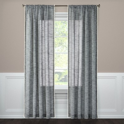 95"x54" Pom Striped Window Sheer Black - Threshold™