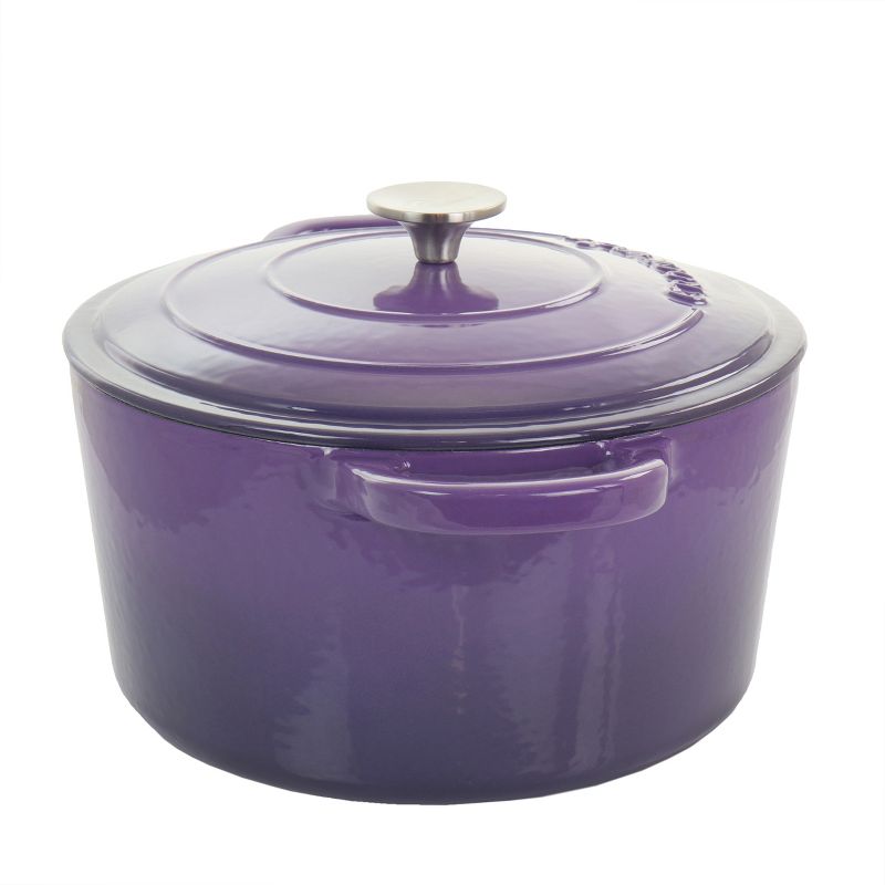 Crock-Pot Artisan 2 Piece 5 Quart Enameled Cast Iron Dutch Oven with Lid in Lavender, 3 of 9