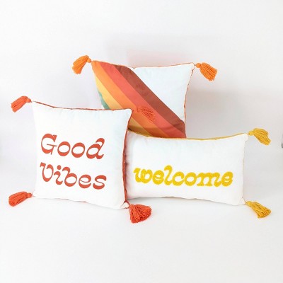 3ct Throw Pillows Good Vibes/Welcome - Bullseye's Playground™