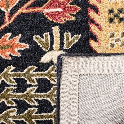 Black and Red Wool 6' x 9' Handmade Tufted Area Rug