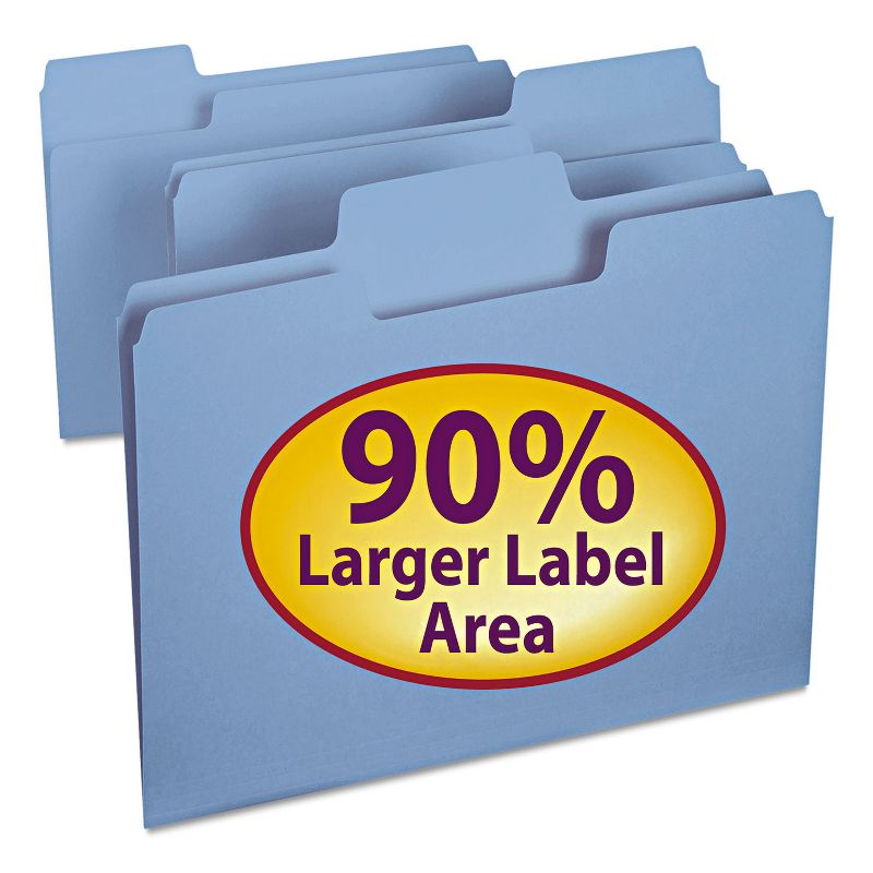 Smead SuperTab Colored File Folders 1/3 Cut Letter Blue 100/Box 11986, 1 of 10