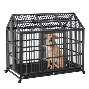 Dog Crate for Large Dogs, Chew-Resistant Dog Kennel with Double Door & Lockable Wheels - 1 of 4