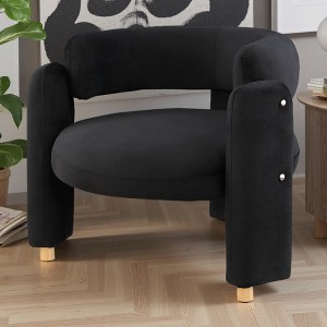 Modern Barrel Accent Chair with Hollow Back and Curved Armrests - 1 of 4