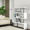 HomeRoots 67" White And Silver Metal and Wood Three Tier Etagere Bookcase - 2 of 4