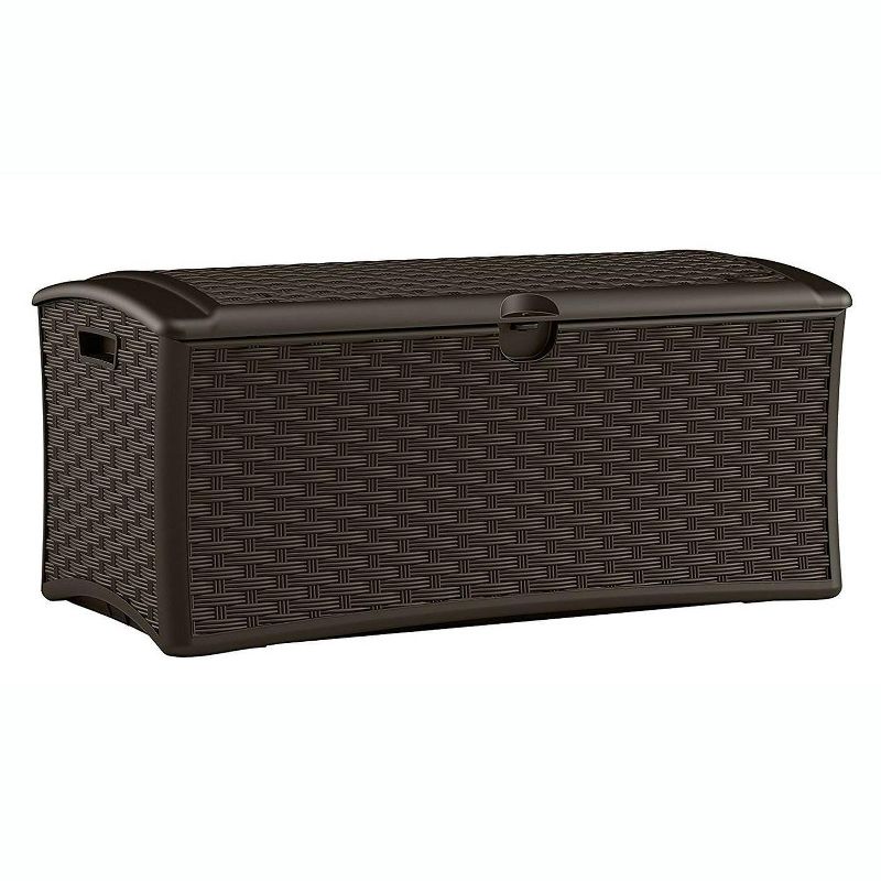 Suncast 72 Gallon Resin Wicker Outdoor Patio Storage Deck Box, Brown (6 Pack), 2 of 6