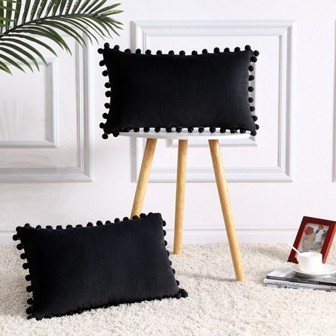 Pavilia Set Of 2 Pom Pom Throw Pillow Covers, Decorative Pompom Fringe  Square Cushion Cases For Couch Sofa Bed : Target