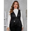 MISSKY Women's Plus Size Studded Fringe Trim Open Front Sleeveless Faux Suede Vest Jacket - image 4 of 4