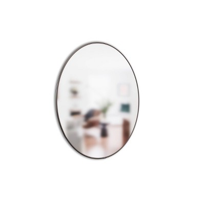 Elegant 34" Round Wall Mirror with Metallic Titanium Frame