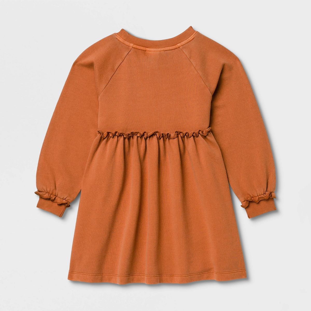 Toddler Girls' Halloween Embroidered Pumpkin Long Sleeve Dress - Cat & Jack™ Orange - thumbnail 3