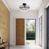 DORESshop 12 in. 1-Light Black Industrial Drum Semi Flush Mount Ceiling Light with Clear Glass Shade for Hallway Porch - 3 of 4