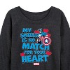 Women's - Marvel - Captain America My Shield Valentine Lightweight French Terry Wide Neck Long Sleeve Shirt - 2 of 4