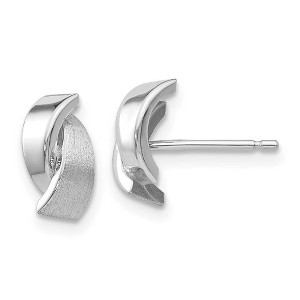 Black Bow Jewelry Small Polished and Satin Crossover Post Earrings in 14k White Gold - 1 of 4