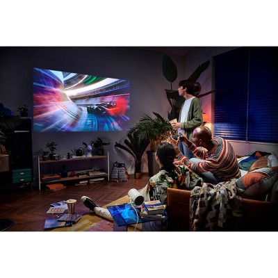 White Portable Smart LED Projector with 360 Sound and Alexa