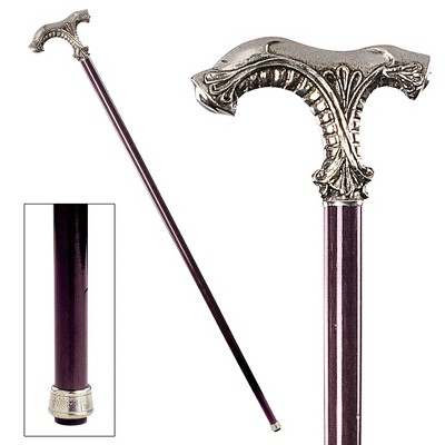 Design Toscano The Padrone Collection: Classic Ornate Pewter Walking Stick