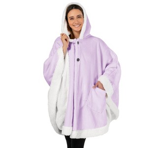 PAVILIA Angel Wrap Hooded Blanket for Women Adult, Wearable Cozy Wrap Throw Fleece Shawl Cape - 1 of 4